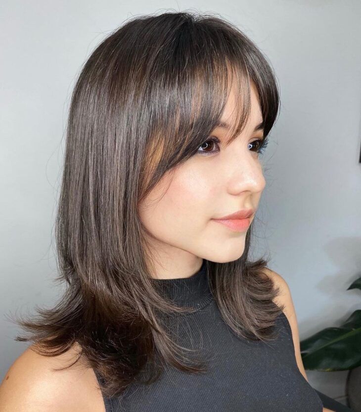 cortes de cabelo médio com franja