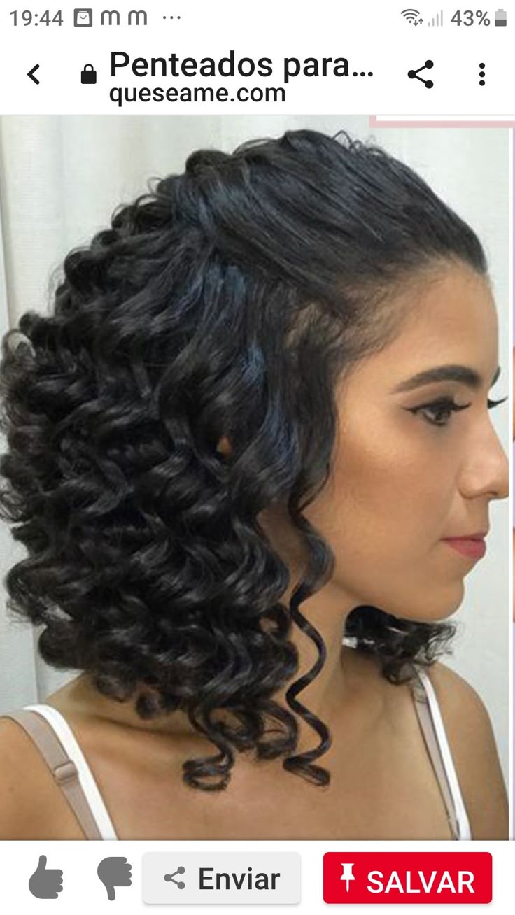 penteado cabelo cacheado curto preso