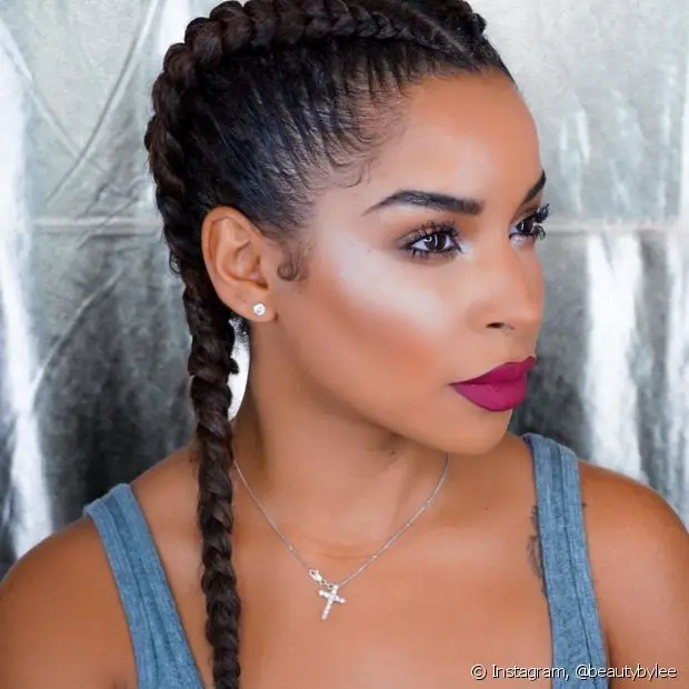 penteado com trança de caixa