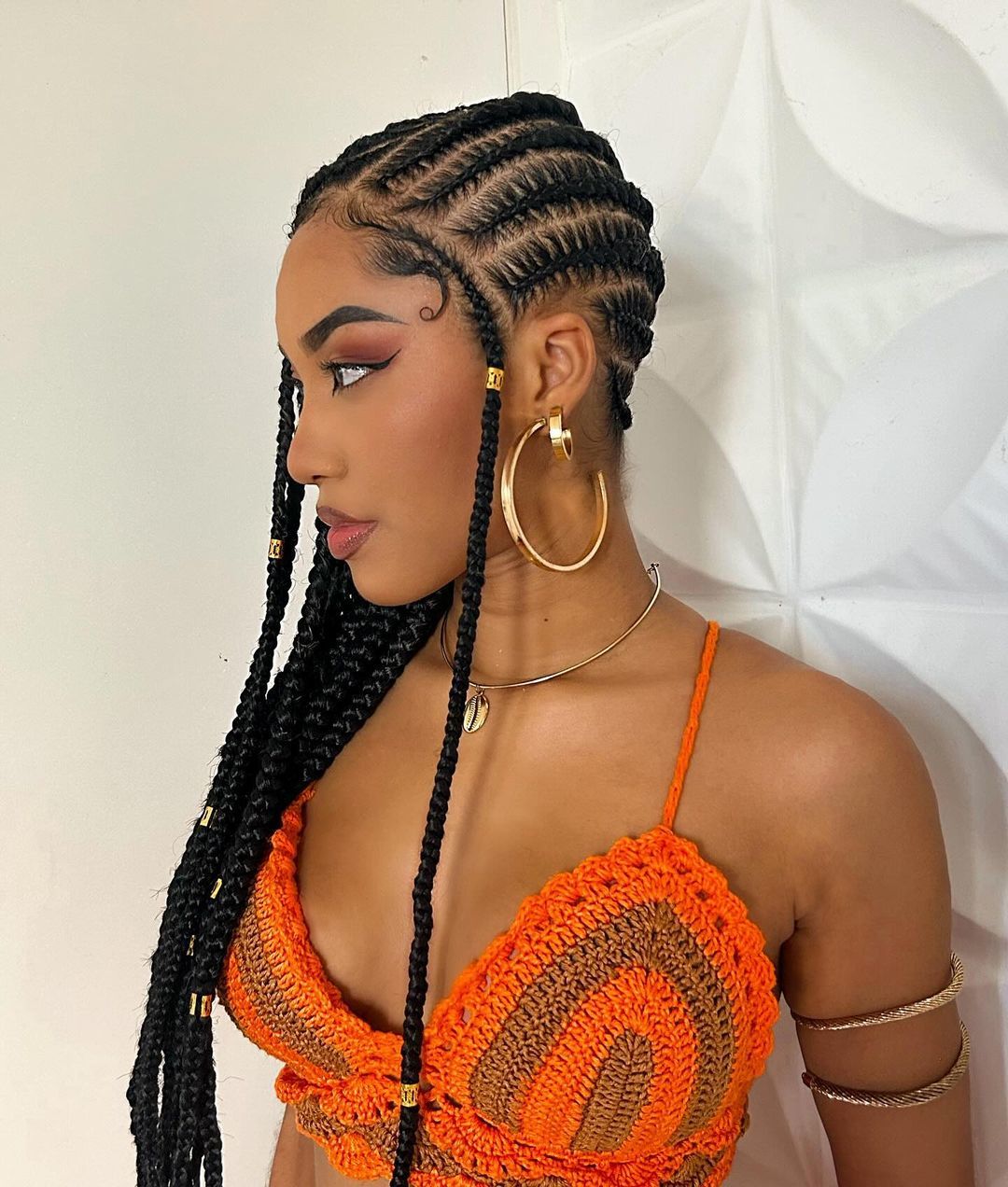 box braids com cachos