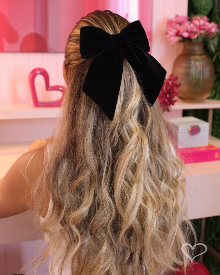 penteado com laço cabelo liso adulto