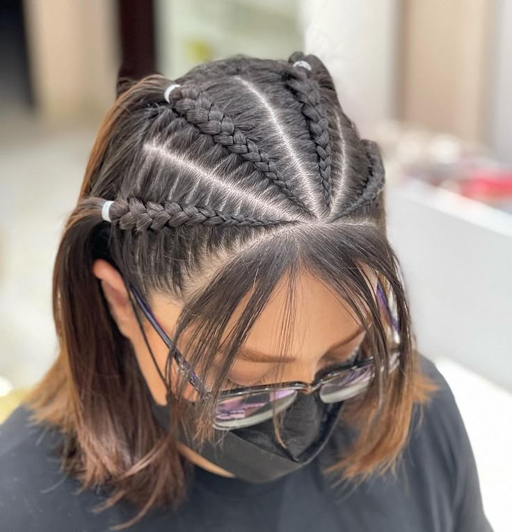 trança embutida cabelo curto liso
