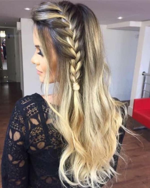 penteado semi preso com trança cabelo liso