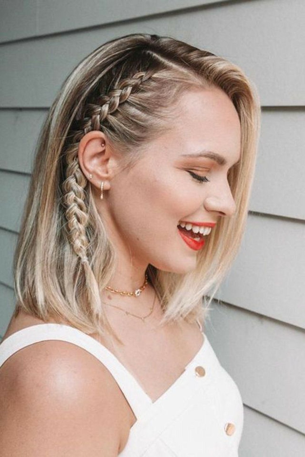 rabo de cavalo com trança cabelo liso