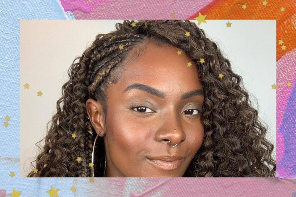 cabelo solto com trancinhas