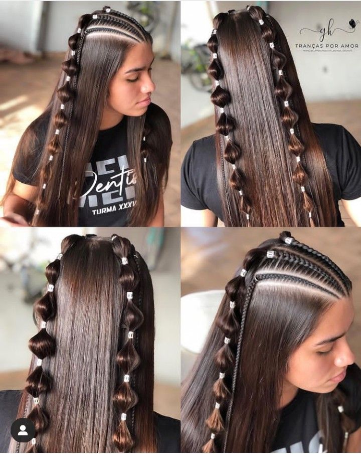 trança embutida na frente com cabelo solto