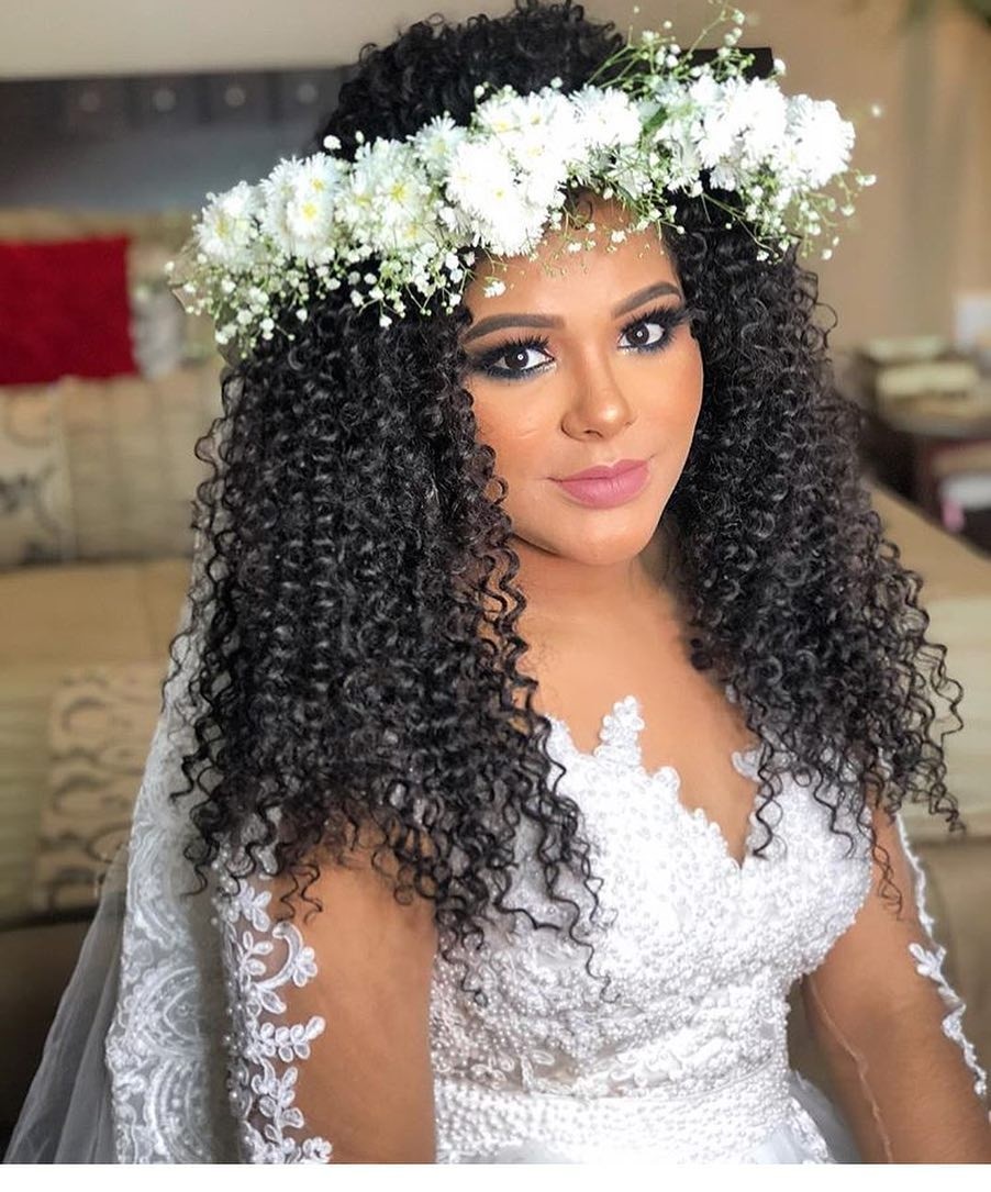penteado noiva cacheada solto