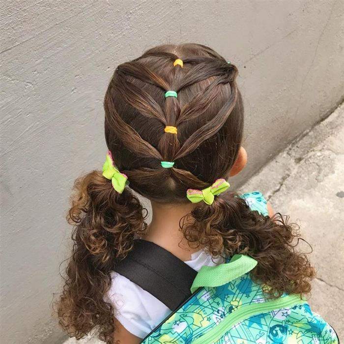 penteado infantil cabelo cacheado fácil