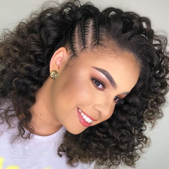 penteado lateral cabelo cacheado curto