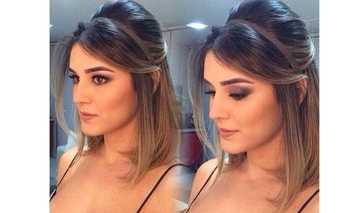 penteado liso com franja