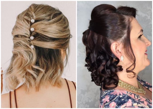 penteados soltos para mãe da noiva cabelo curto