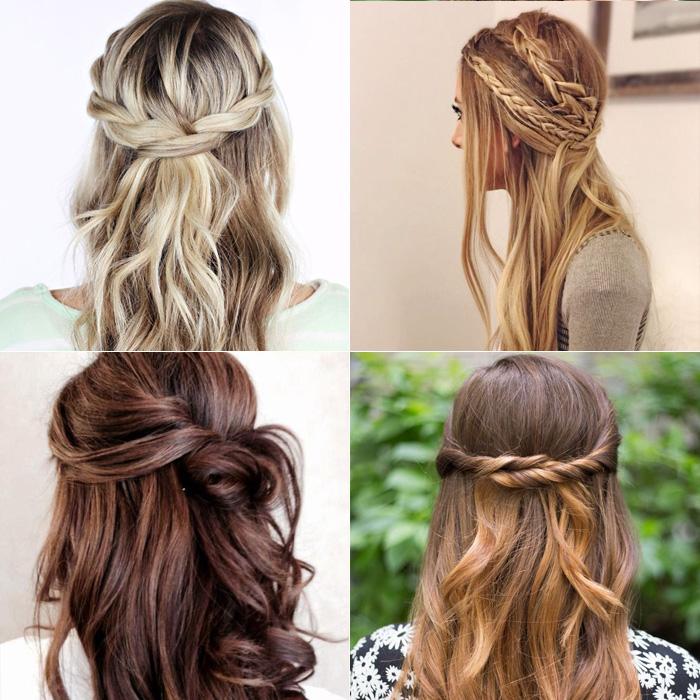 penteado meio preso romântico