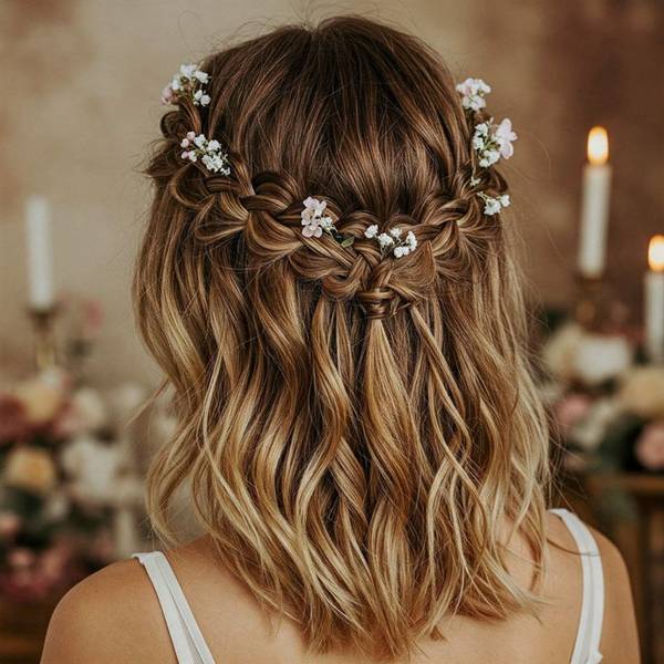 penteado noiva casamento civil com flores