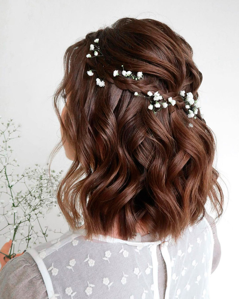 vestido de noiva civil e penteado solto