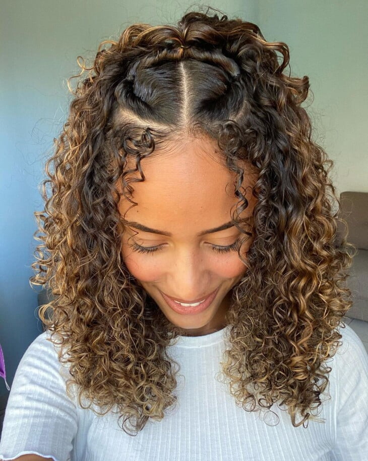 penteados semipreso cabelo cacheado curto