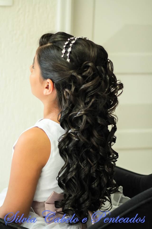 penteado infantil cabelo cacheado com trança