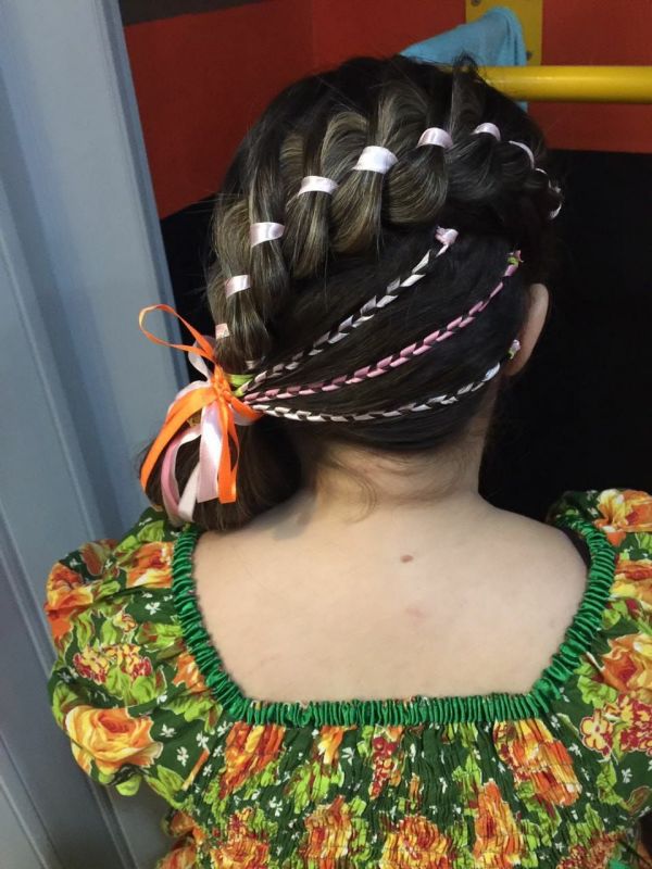 penteado junino cabelo longo