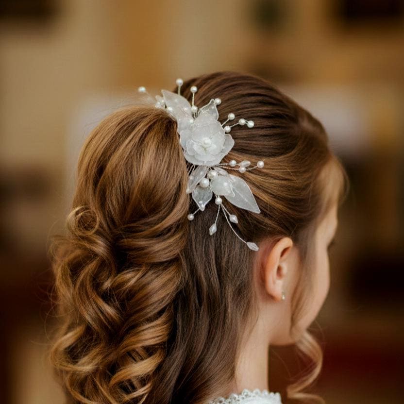 penteado primeira comunhão cabelo médio