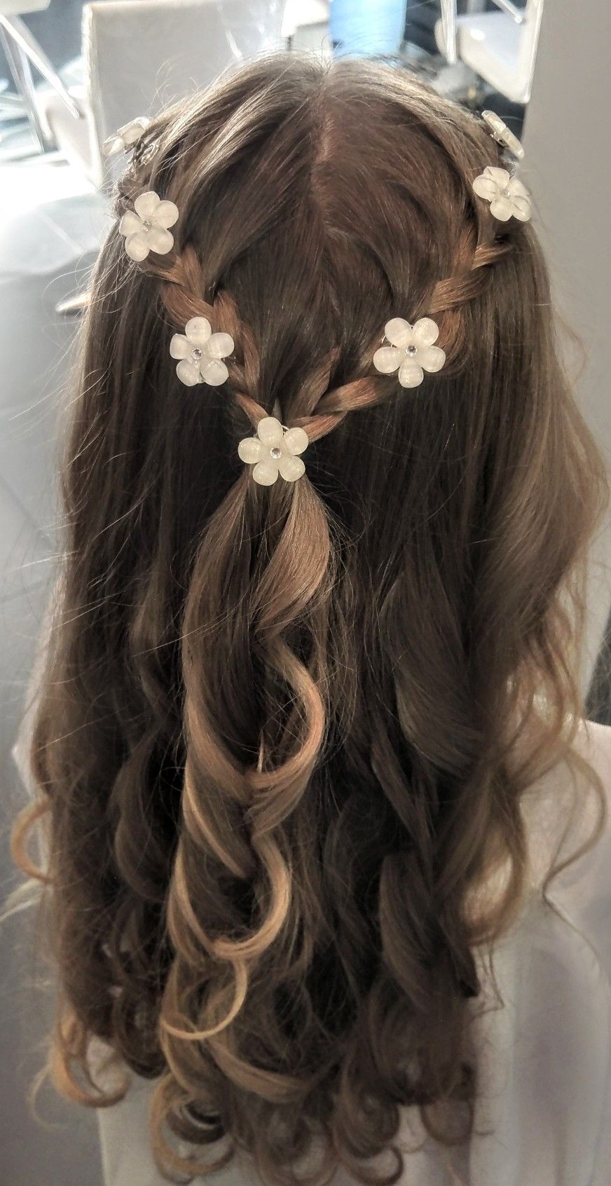 penteado primeira comunhão cabelo comprido