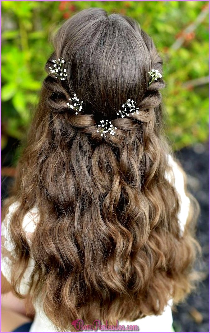 penteado com trança primeira comunhão