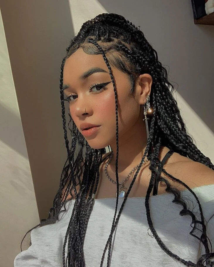 penteados com box braids para casamento