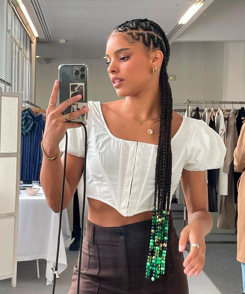 penteados com box braids longas