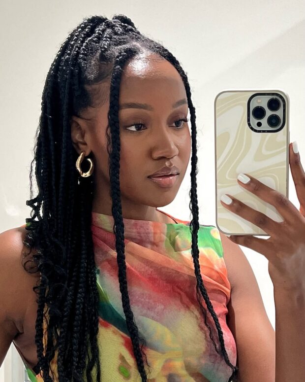 box braids com pontas soltas