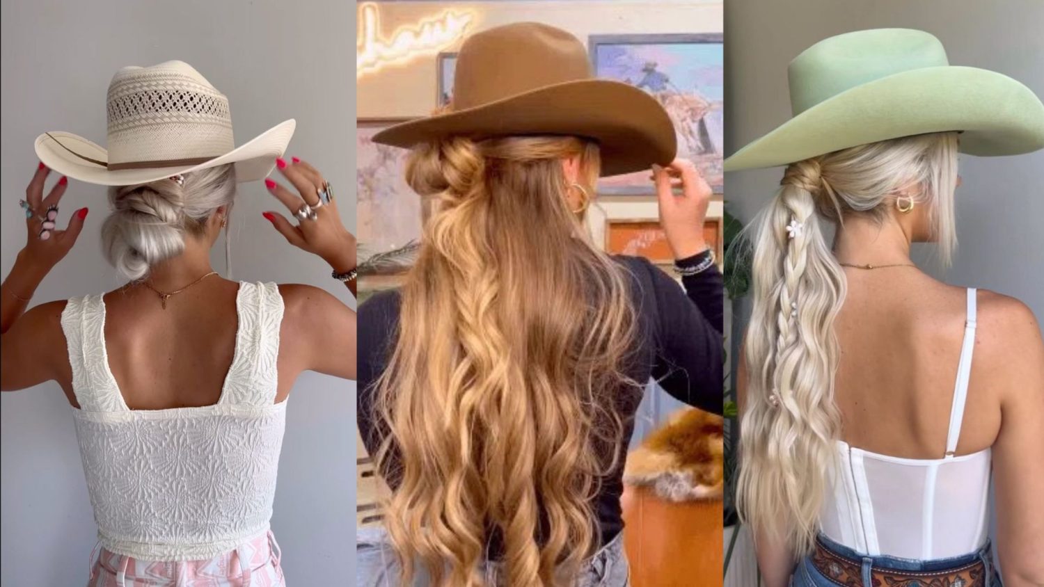 penteados para usar com chapéu country
