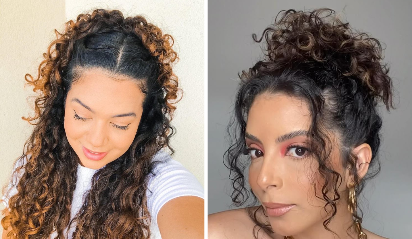 penteados com trança cabelo cacheado