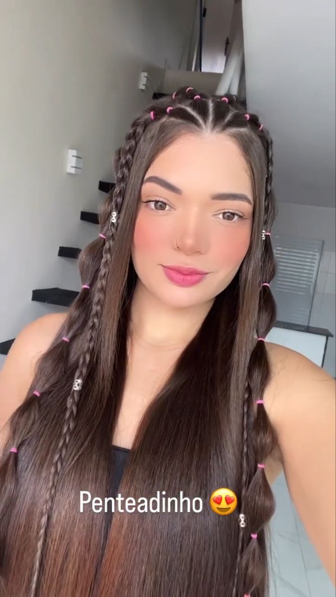 penteados para cabelo liso com franja