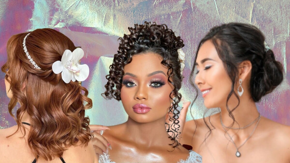 penteados para casamento cabelo cacheado curto