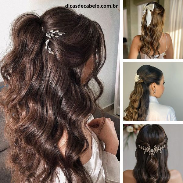 penteados semi presos para casamento