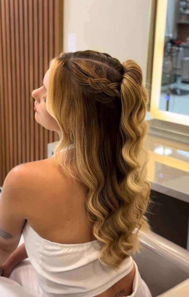 penteado semi preso formatura com volume