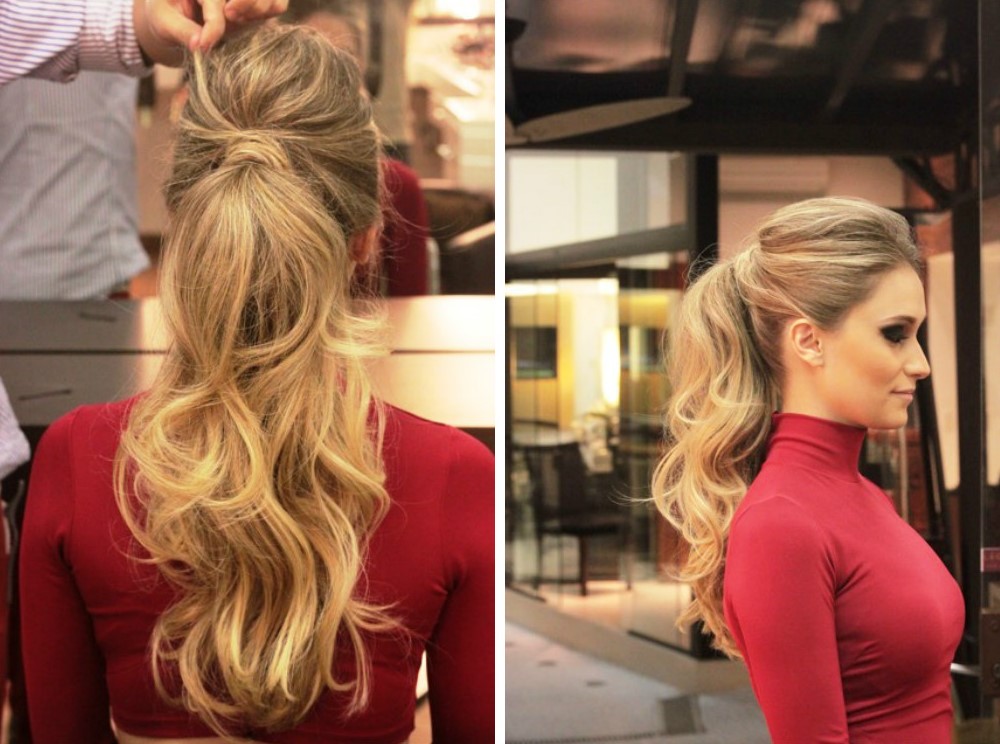 penteado rabo de cavalo cabelo longo