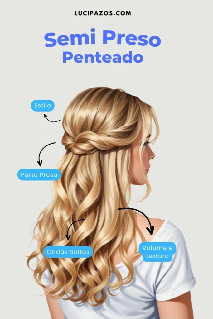 penteados semi presos para cabelo cacheado
