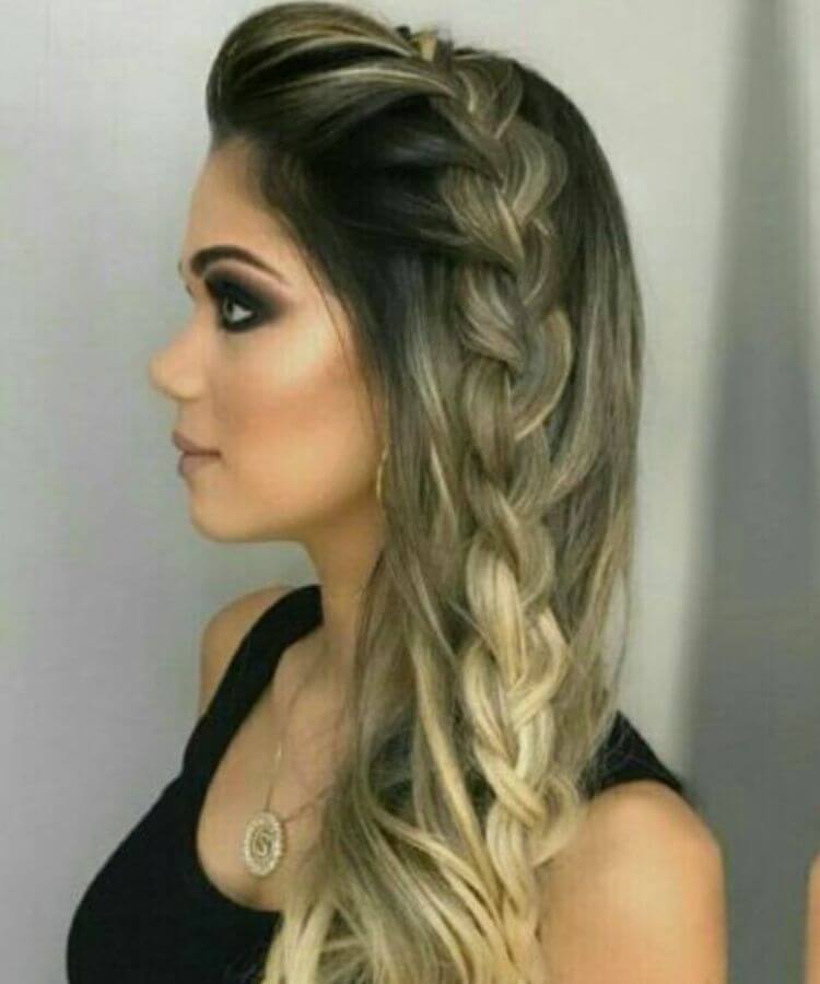 penteados semi presos para cabelos médios com trança