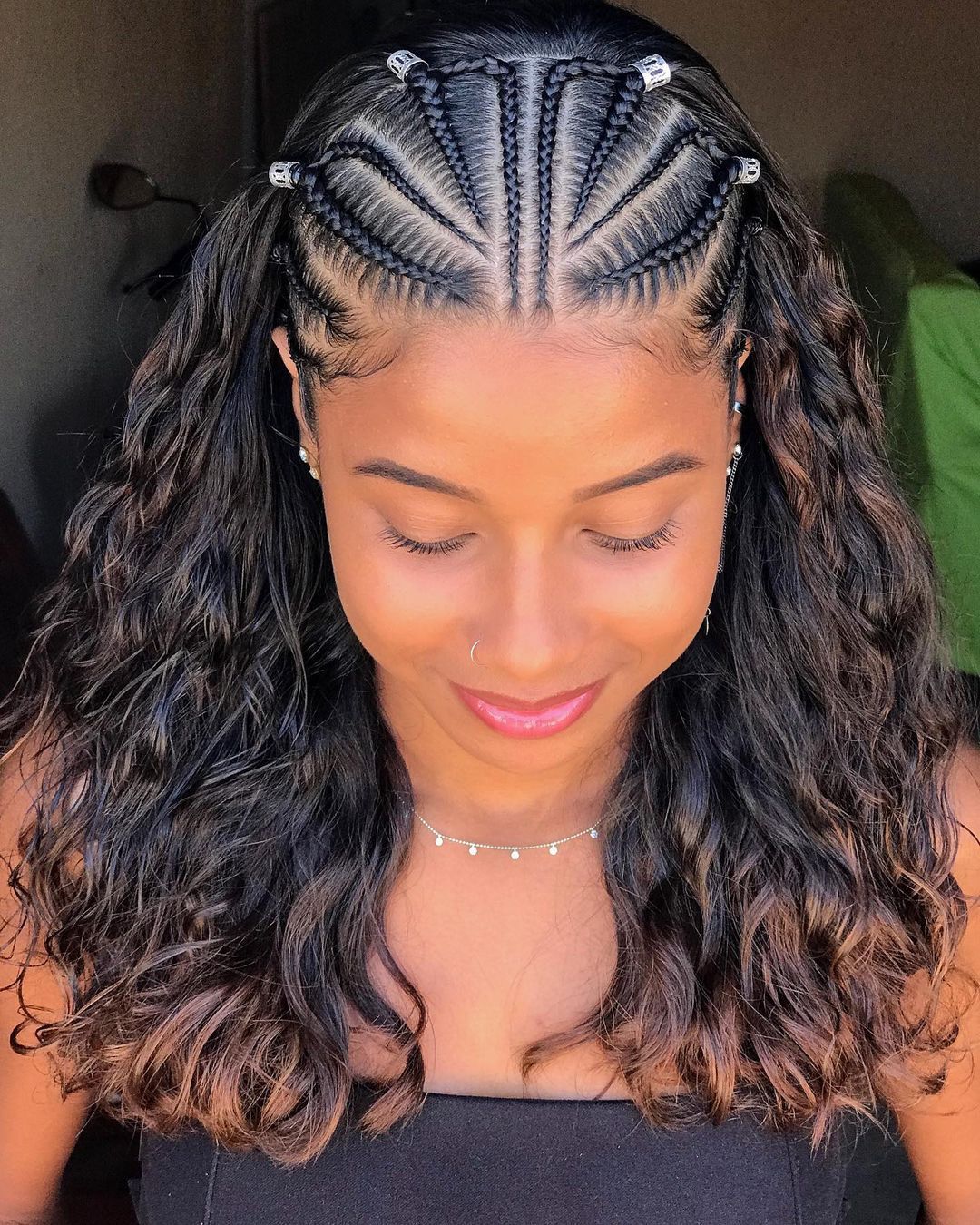 box braids com acessórios